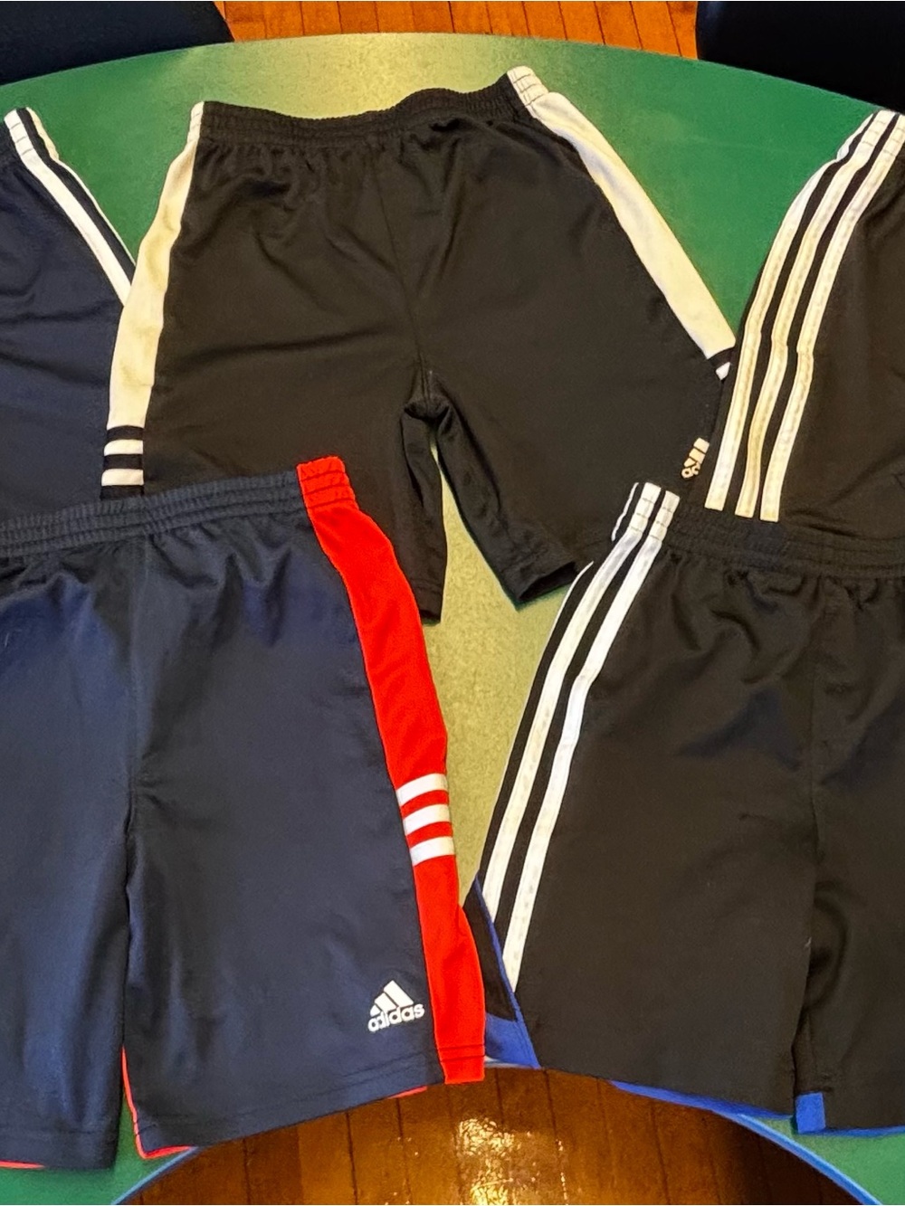 adidas Kids Black Athletic Shorts with White and Red Accents size 6